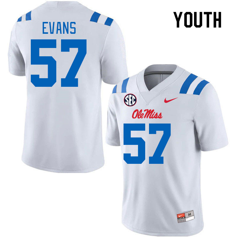 Youth #57 Paris Evans Ole Miss Rebels 2024 New Uniforms College Football Jerseys Stitched-White